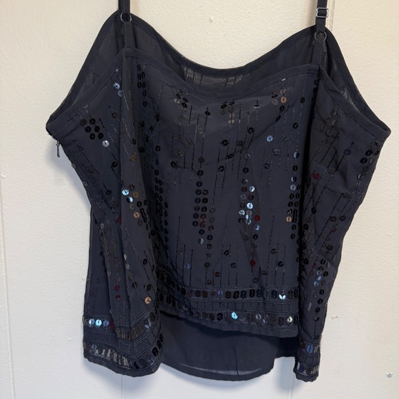 Vintage Y2K Cropped Sequin Cami Top Large Whimsigoth Fairy Glam Grunge Coquette - Picture 3 of 12